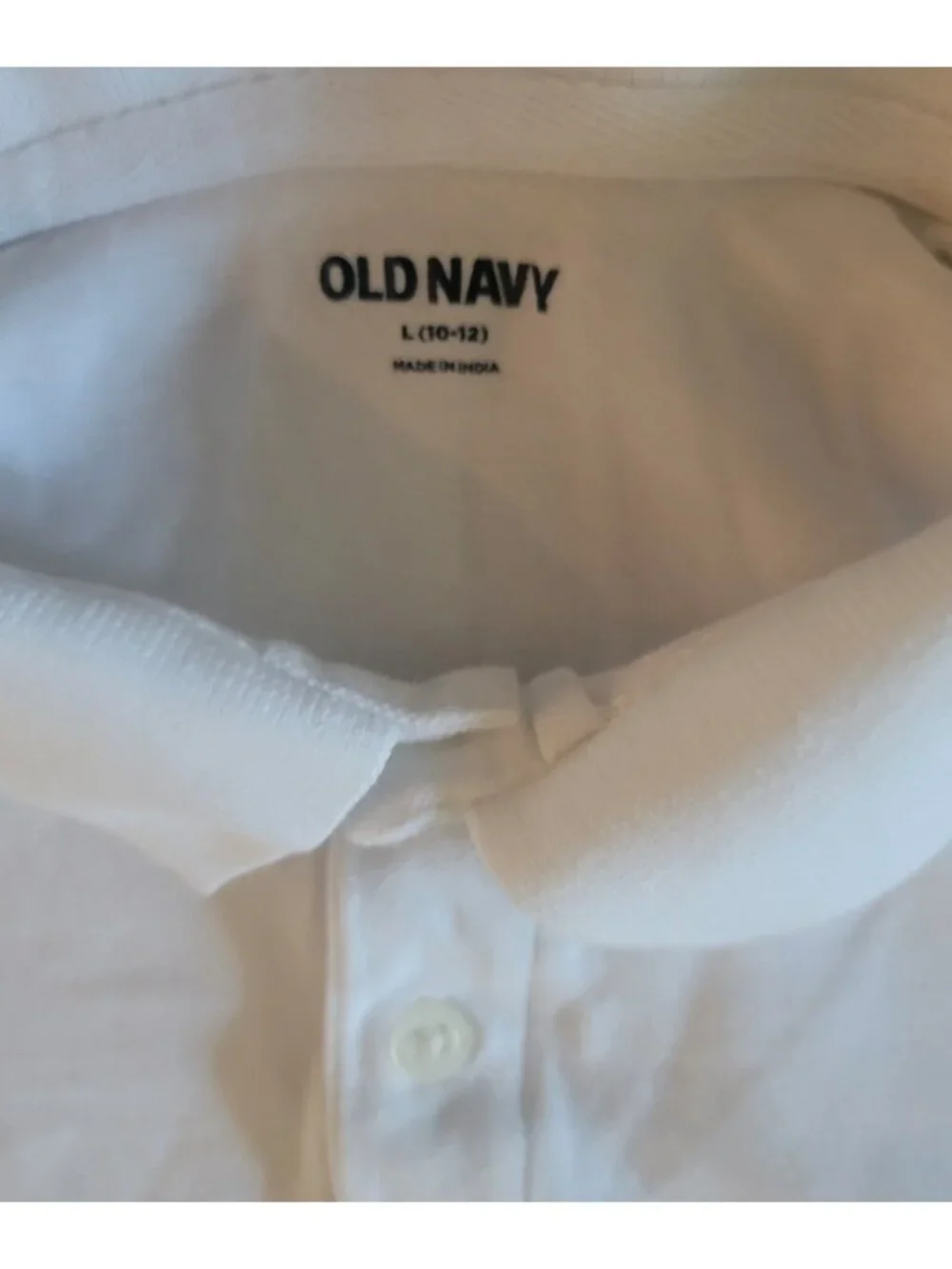Old Navy Boys Polo Shirt Size Large 10 12 White Uniform Short Sleeve Top